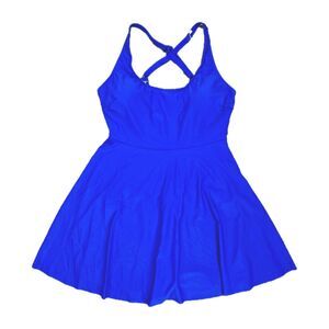 B2PRITY Blue Swimdress L Skirted One Piece Swimsuit NWT